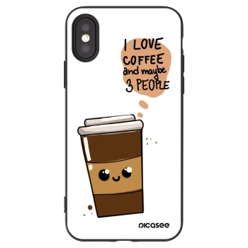Picasee fekete szilikon tok az alábbi mobiltelefonokra Apple iPhone X/XS - Cute coffee