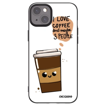 Picasee fekete szilikon tok az alábbi mobiltelefonokra Apple iPhone 15 Plus - Cute coffee
