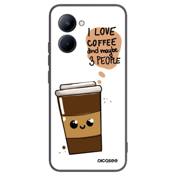 Picasee fekete szilikon tok az alábbi mobiltelefonokra Realme C33 (2023) - Cute coffee