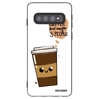 Picasee fekete szilikon tok az alábbi mobiltelefonokra Samsung Galaxy S10 G973 - Cute coffee