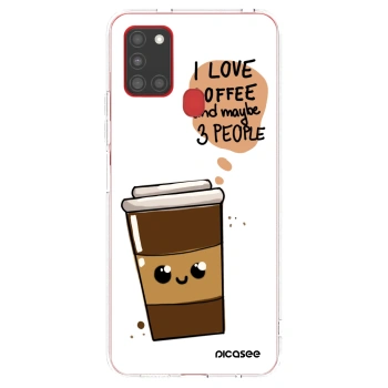 Picasee átlátszó szilikon tok az alábbi mobiltelefonokra Samsung Galaxy A21s - Cute coffee
