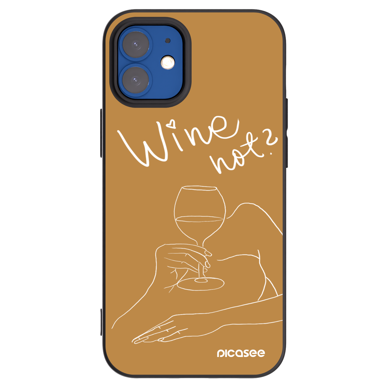 Picasee fekete szilikon tok az alábbi mobiltelefonokra Apple iPhone 12 mini - Wine not
