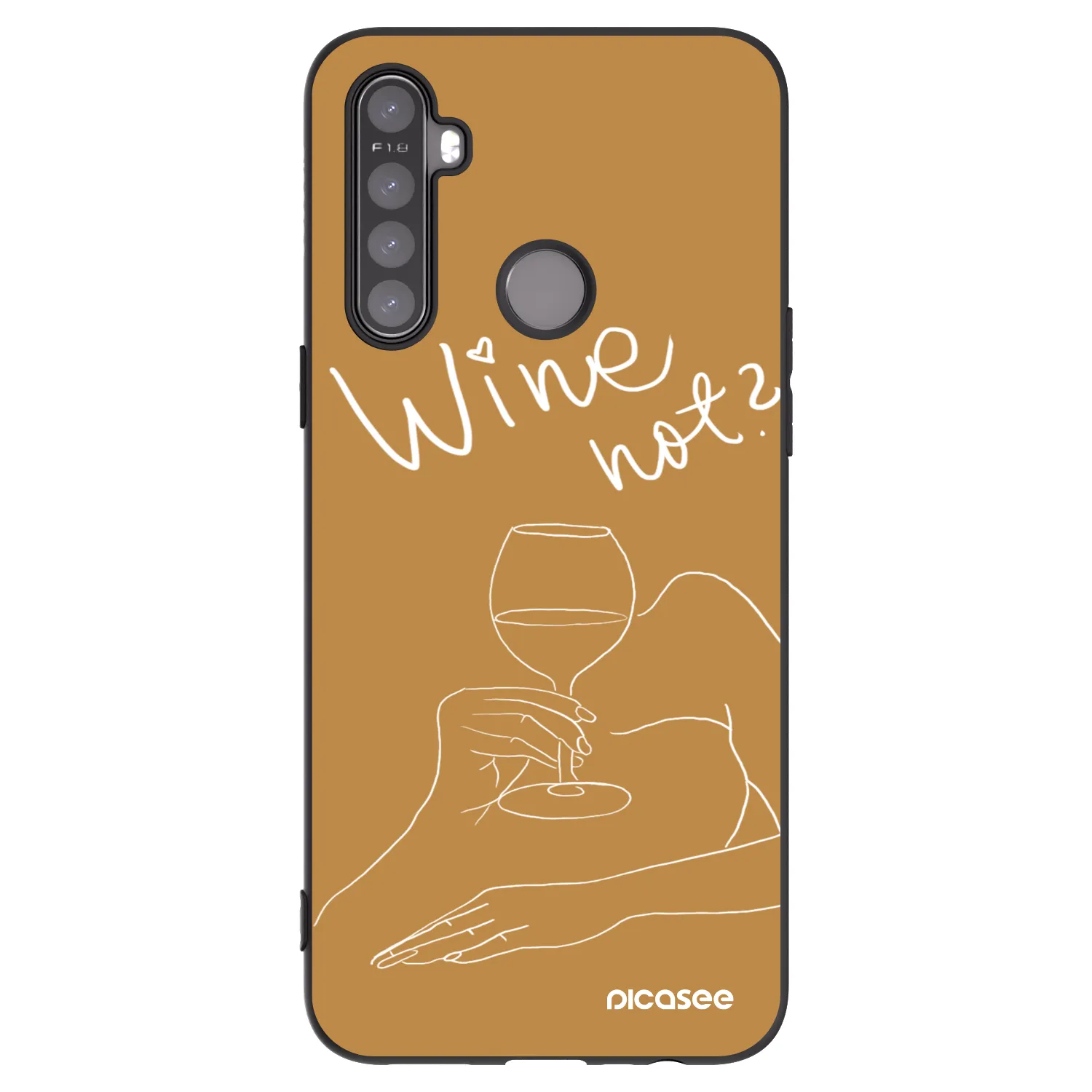 Picasee fekete szilikon tok az alábbi mobiltelefonokra Realme 6i - Wine not