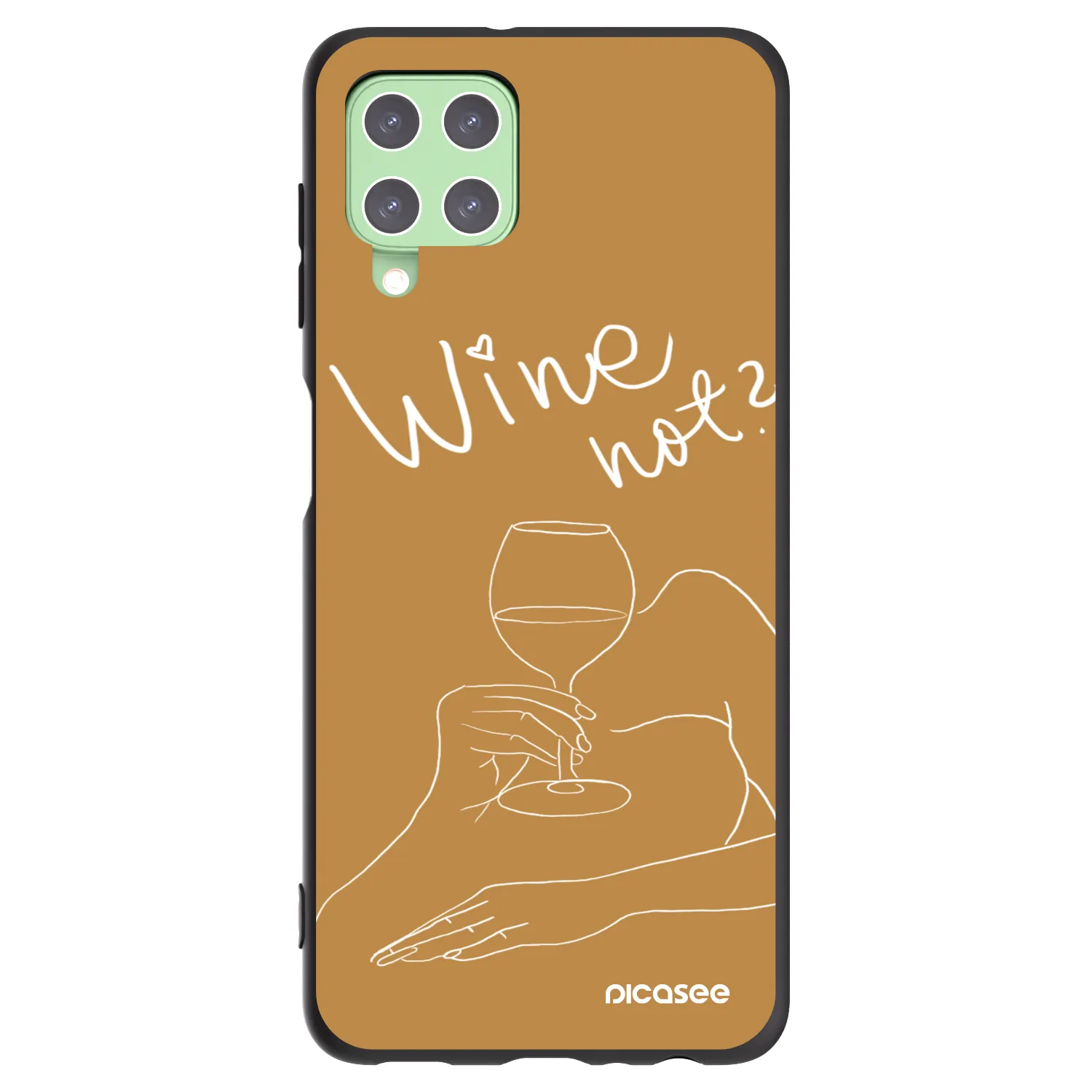 Picasee fekete szilikon tok az alábbi mobiltelefonokra Samsung Galaxy A22 A225F 4G - Wine not