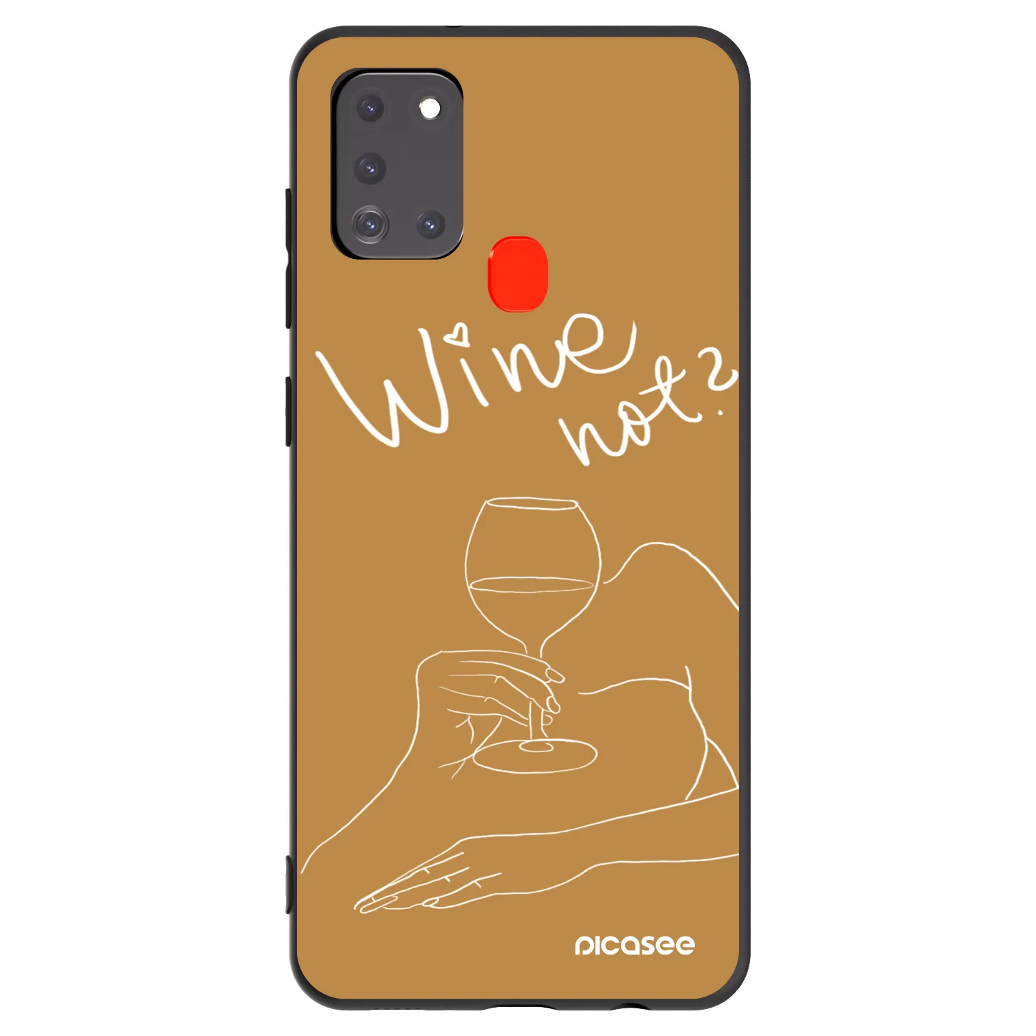 Picasee fekete szilikon tok az alábbi mobiltelefonokra Samsung Galaxy A21s - Wine not