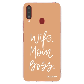 Picasee átlátszó szilikon tok az alábbi mobiltelefonokra Samsung Galaxy A20s - Boss Mama