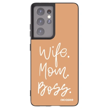 Picasee fekete szilikon tok az alábbi mobiltelefonokra Samsung Galaxy S21 Ultra 5G G998B - Boss Mama