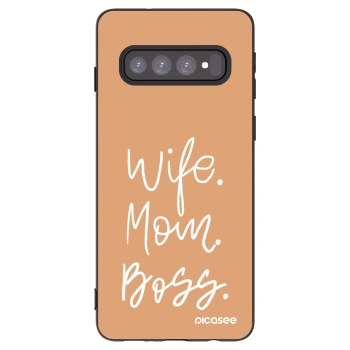 Picasee fekete szilikon tok az alábbi mobiltelefonokra Samsung Galaxy S10 G973 - Boss Mama