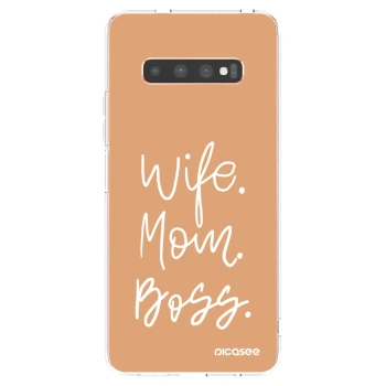 Picasee átlátszó szilikon tok az alábbi mobiltelefonokra Samsung Galaxy S10 Plus G975 - Boss Mama