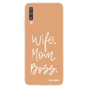 Picasee átlátszó szilikon tok az alábbi mobiltelefonokra Samsung Galaxy A70 A705F - Boss Mama