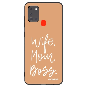 Picasee fekete szilikon tok az alábbi mobiltelefonokra Samsung Galaxy A21s - Boss Mama