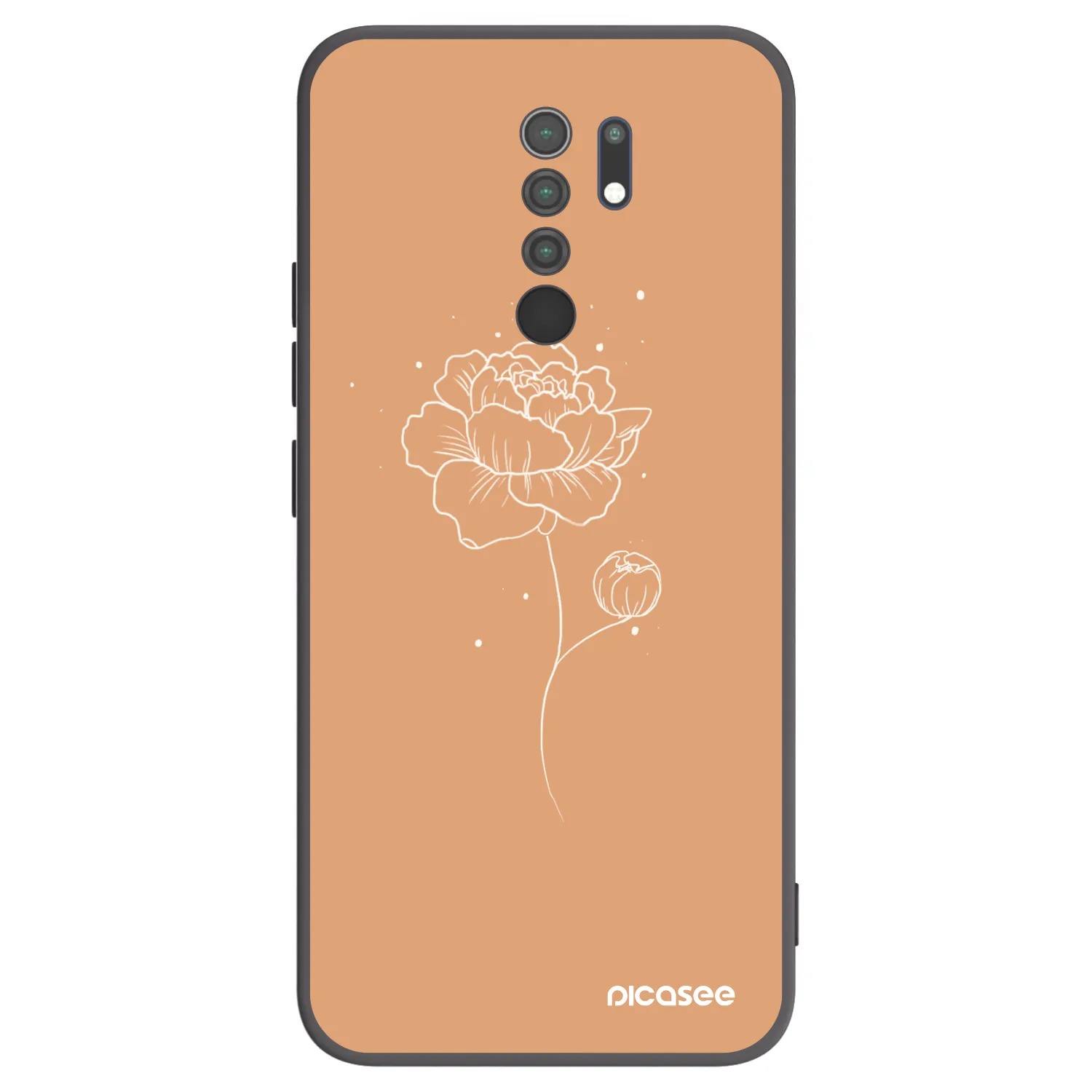 Picasee fekete szilikon tok az alábbi mobiltelefonokra Xiaomi Redmi 9 - Peonies