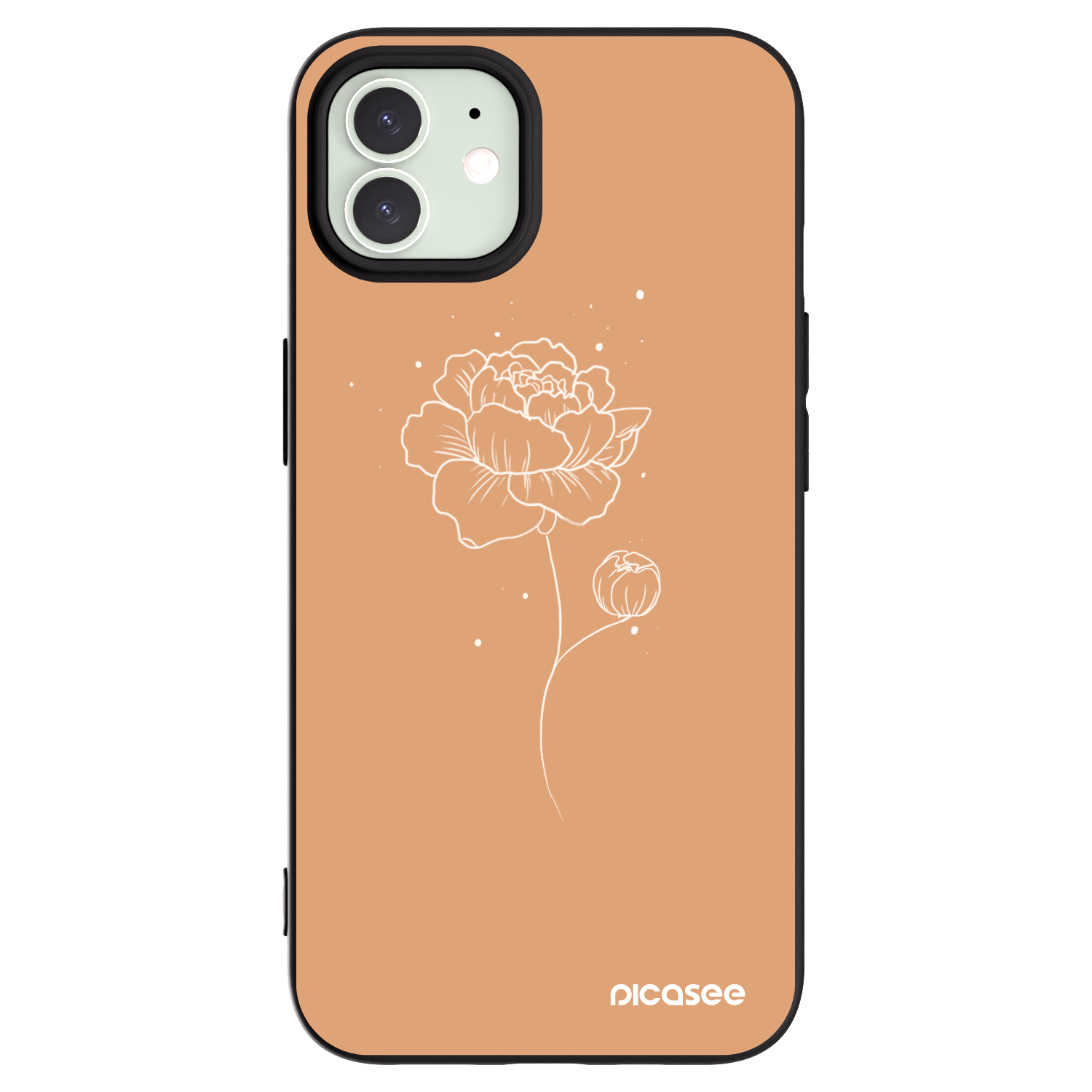 Picasee fekete szilikon tok az alábbi mobiltelefonokra Apple iPhone 12 - Peonies