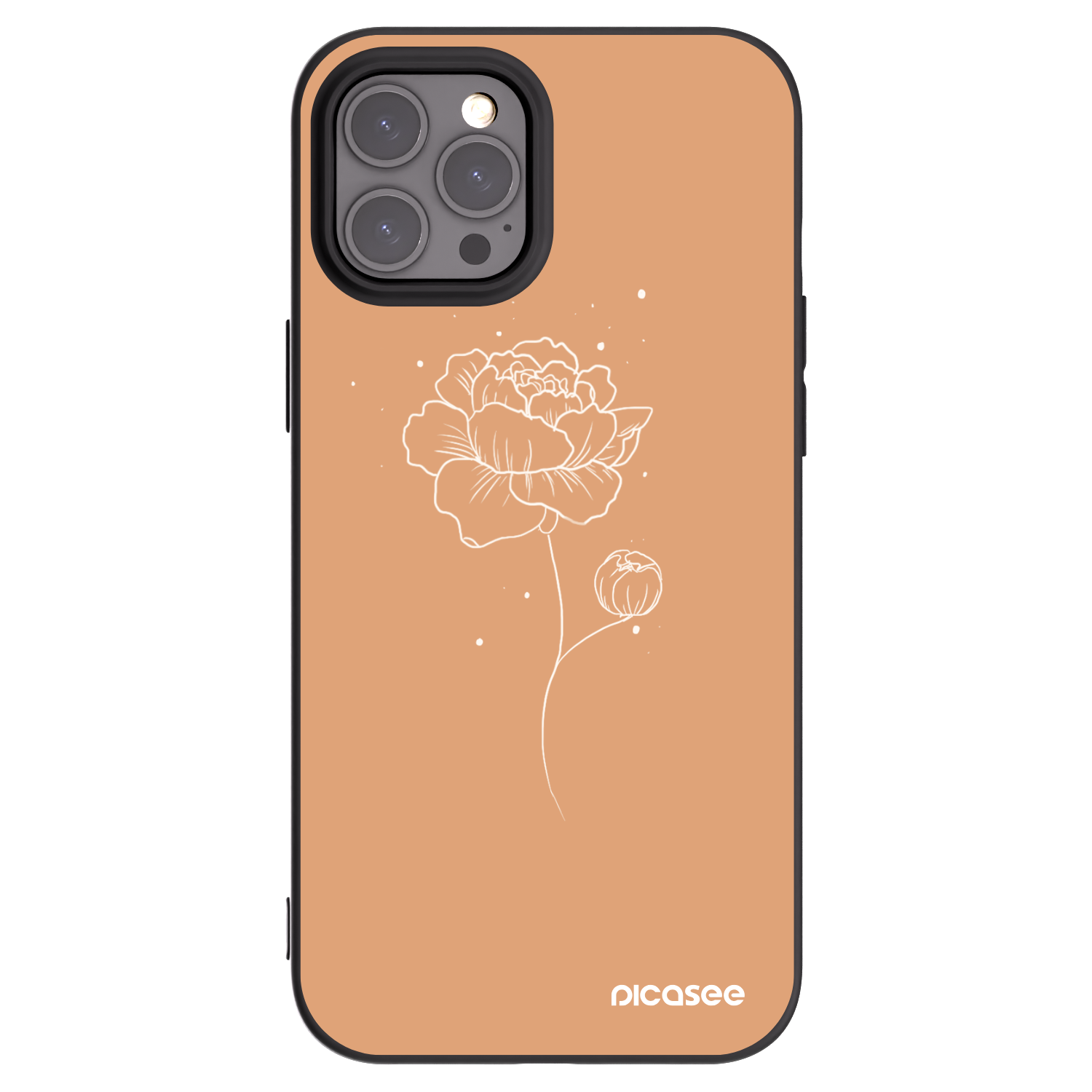Picasee fekete szilikon tok az alábbi mobiltelefonokra Apple iPhone 12 Pro Max - Peonies