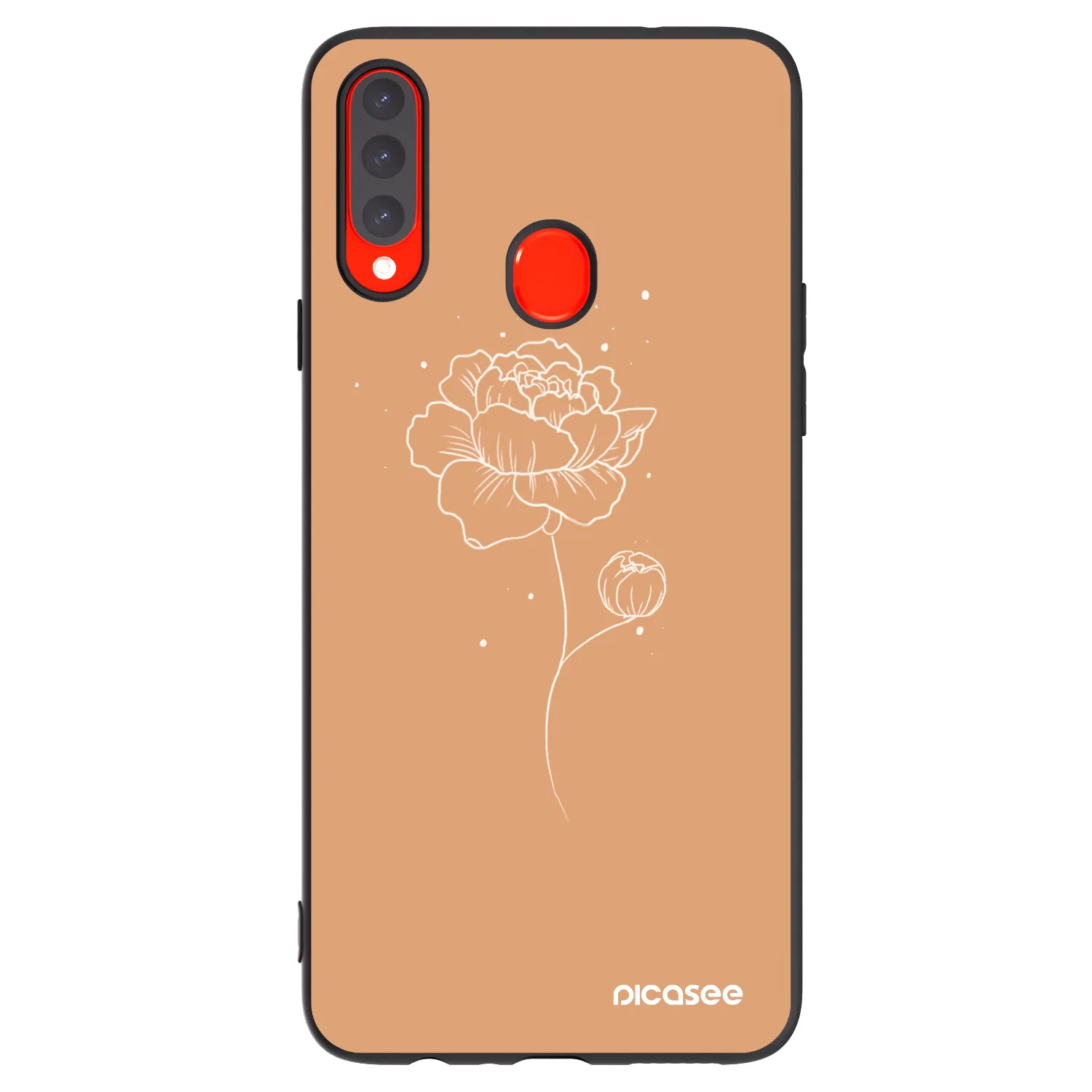 Picasee fekete szilikon tok az alábbi mobiltelefonokra Samsung Galaxy A20s - Peonies