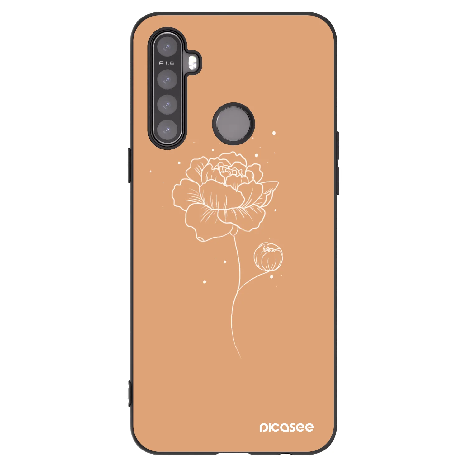 Picasee fekete szilikon tok az alábbi mobiltelefonokra Realme 5 - Peonies