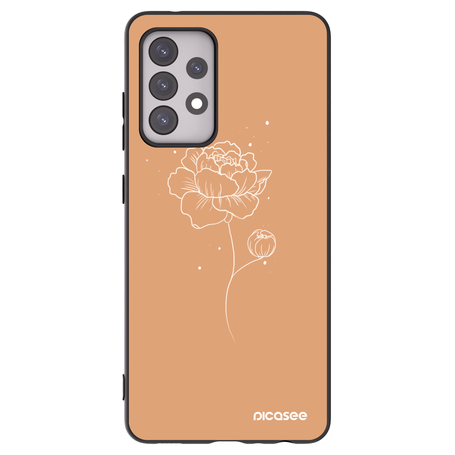 Picasee fekete szilikon tok az alábbi mobiltelefonokra Samsung Galaxy A52 5G A525F - Peonies