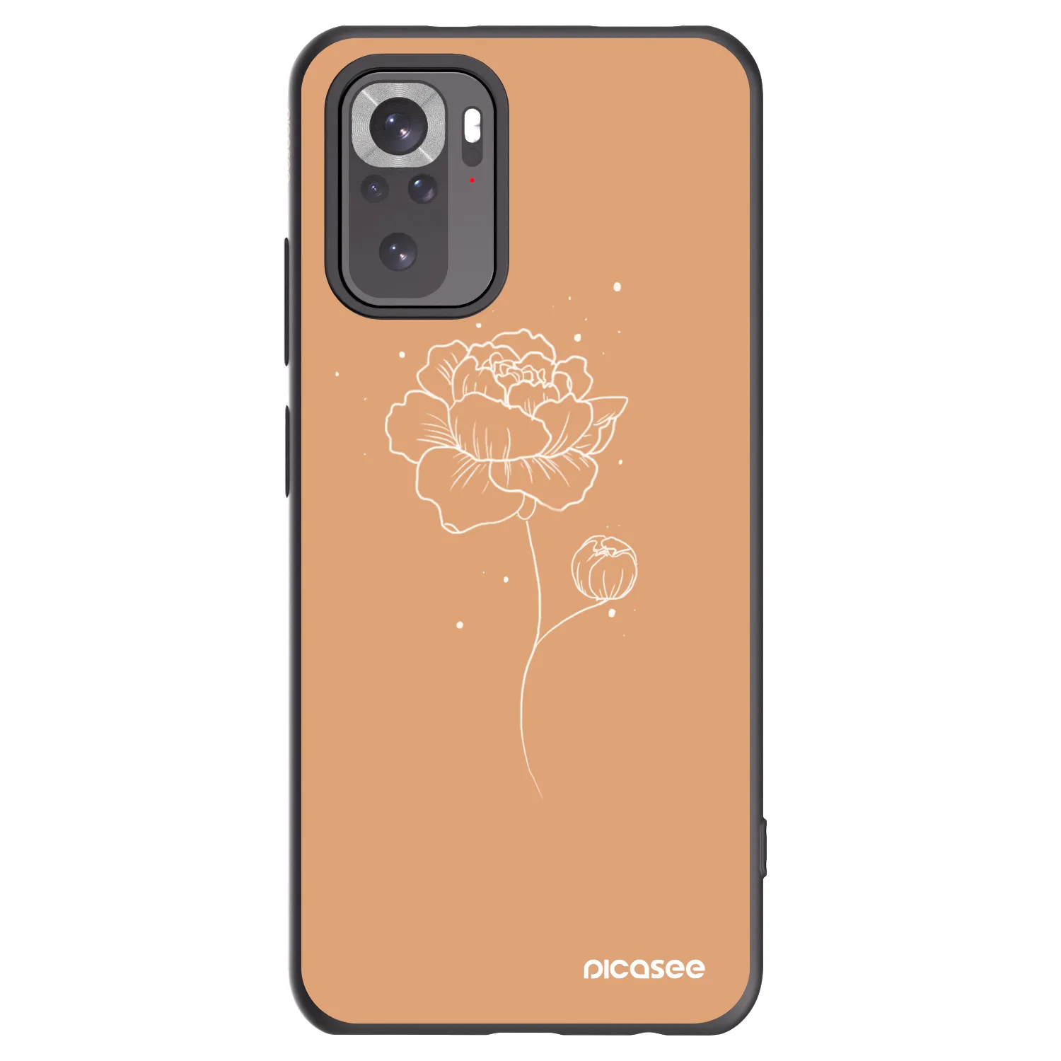 Picasee fekete szilikon tok az alábbi mobiltelefonokra Xiaomi Redmi Note 10S - Peonies