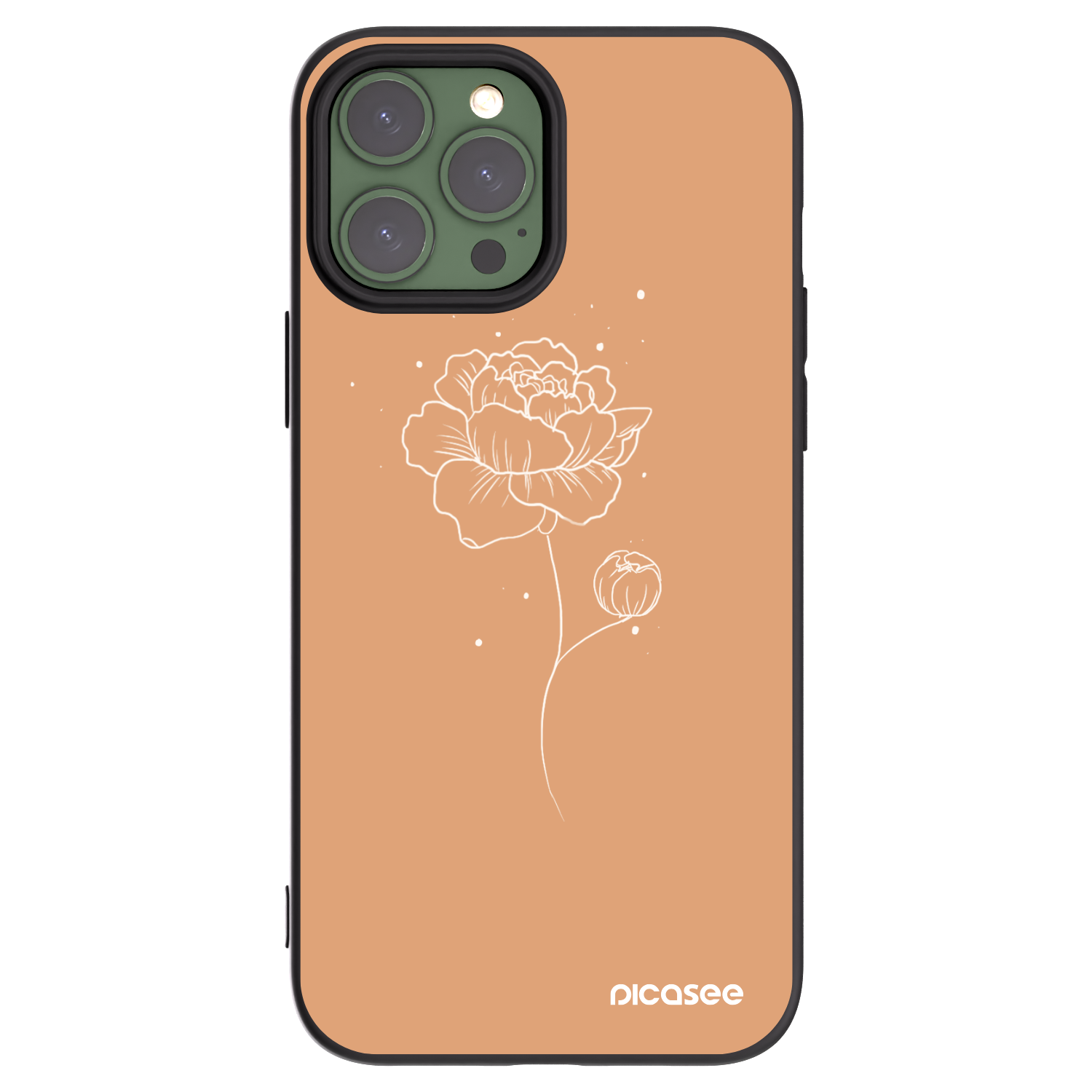 Picasee fekete szilikon tok az alábbi mobiltelefonokra Apple iPhone 13 Pro Max - Peonies
