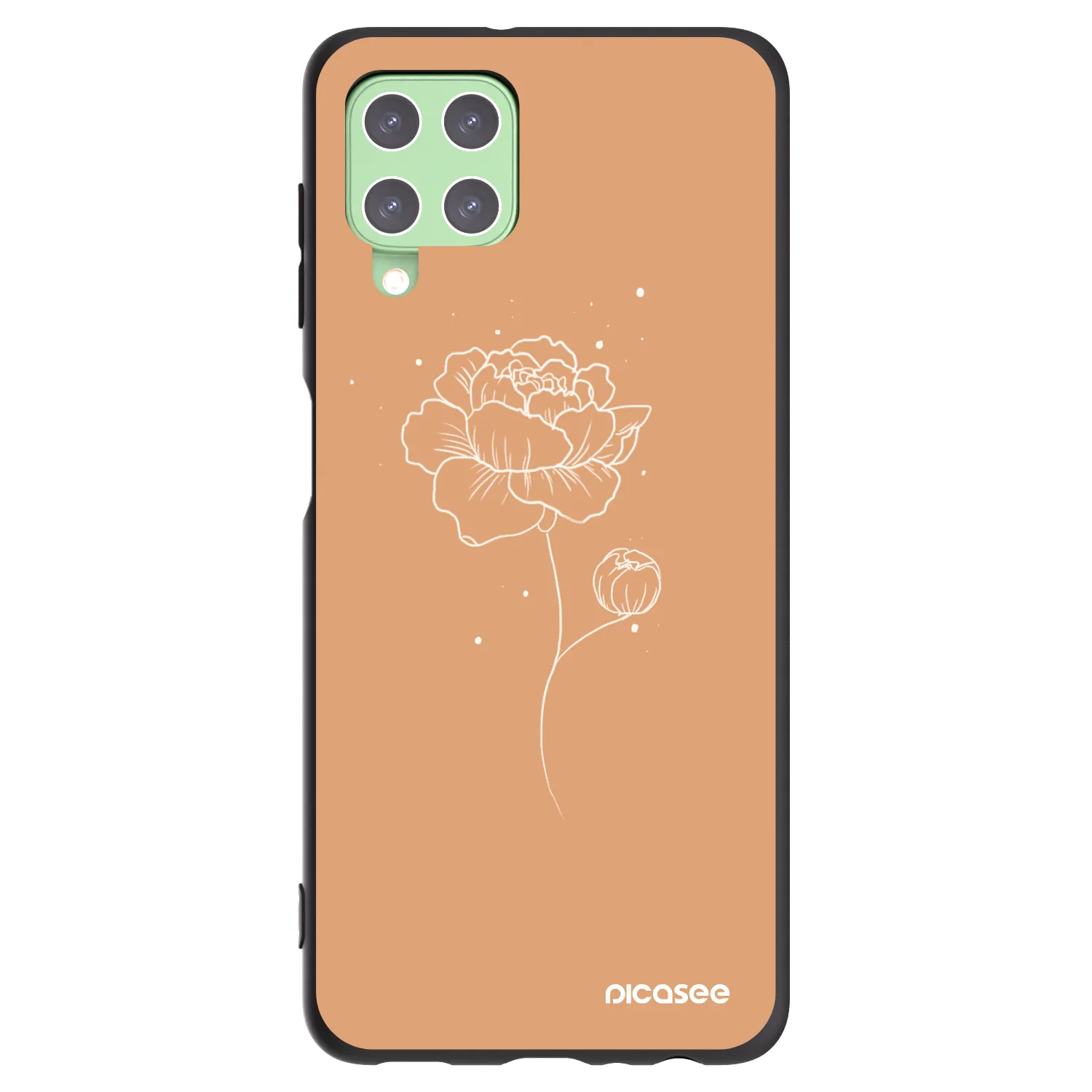 Picasee fekete szilikon tok az alábbi mobiltelefonokra Samsung Galaxy A22 A225F 4G - Peonies