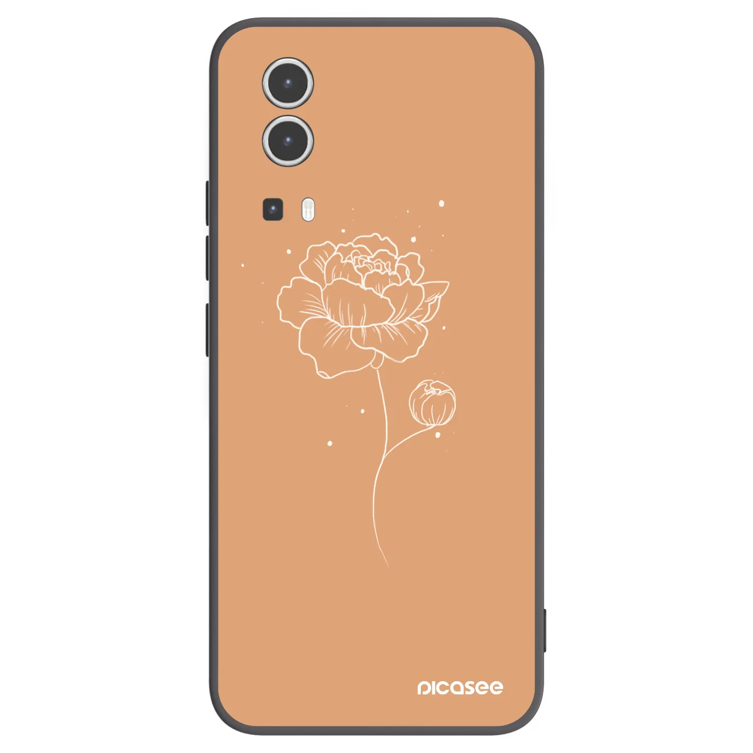 Picasee fekete szilikon tok az alábbi mobiltelefonokra Vivo Y72 5G - Peonies
