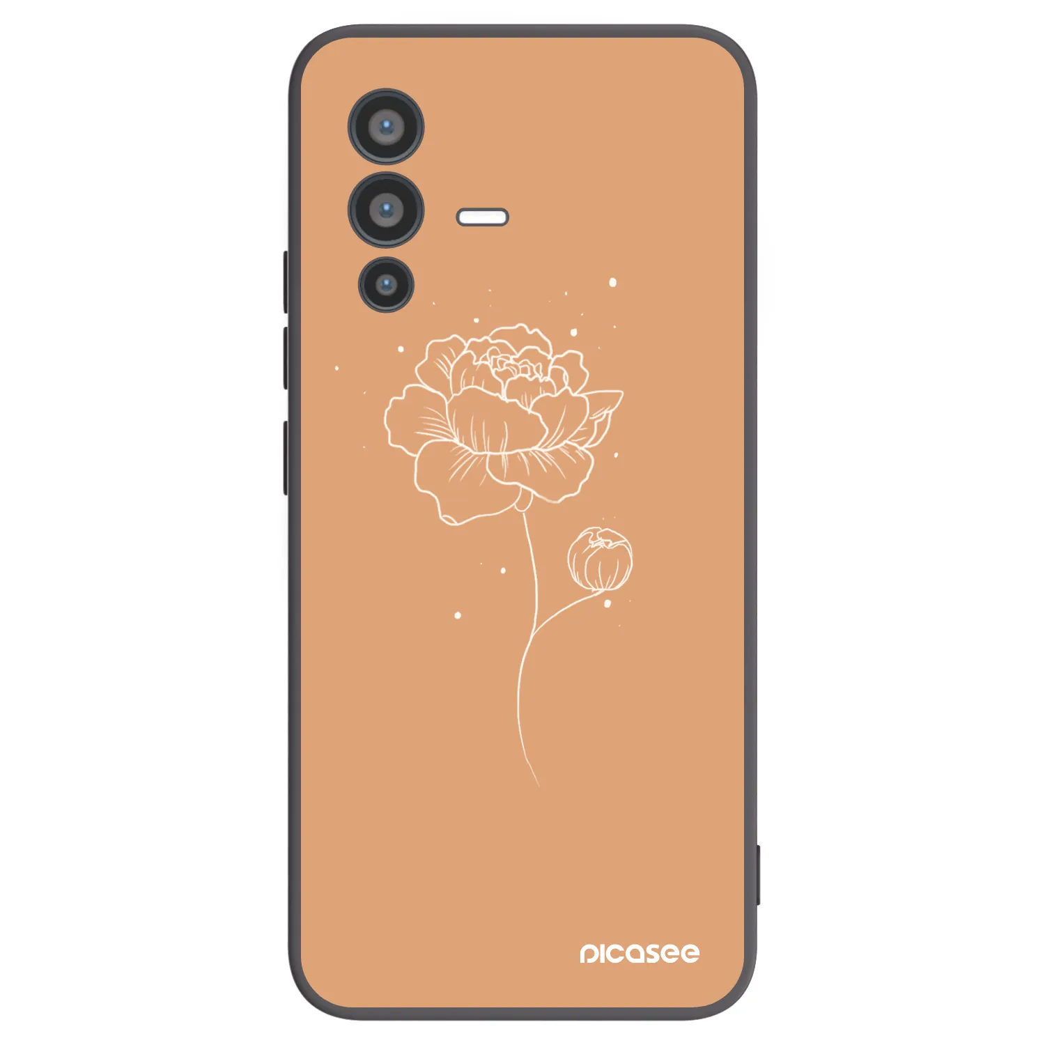 Picasee fekete szilikon tok az alábbi mobiltelefonokra Vivo V23 5G - Peonies