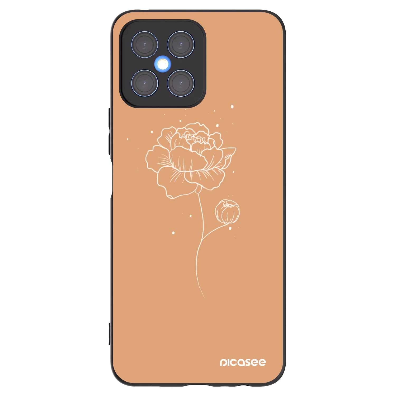Picasee fekete szilikon tok az alábbi mobiltelefonokra Honor X8 4G - Peonies