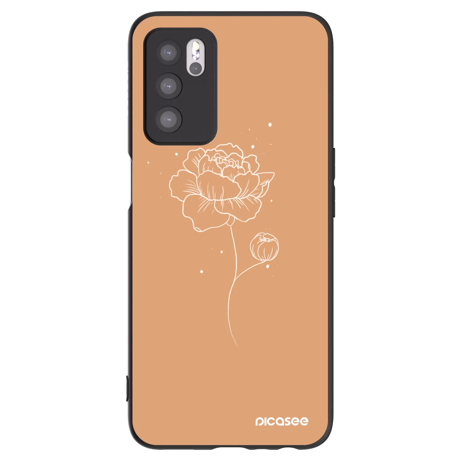 Picasee fekete szilikon tok az alábbi mobiltelefonokra OPPO A16 - Peonies
