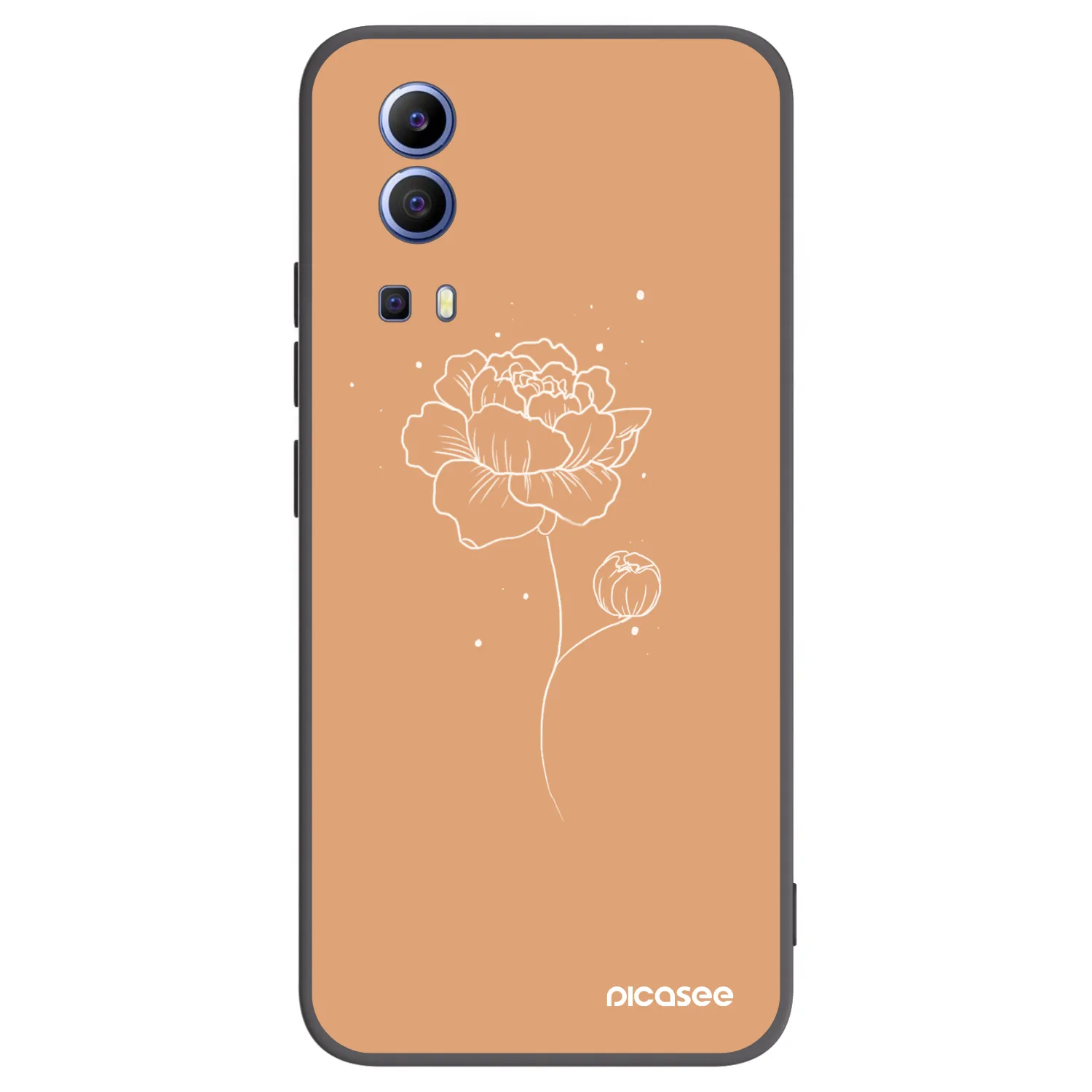 Picasee fekete szilikon tok az alábbi mobiltelefonokra Vivo Y52 5G - Peonies