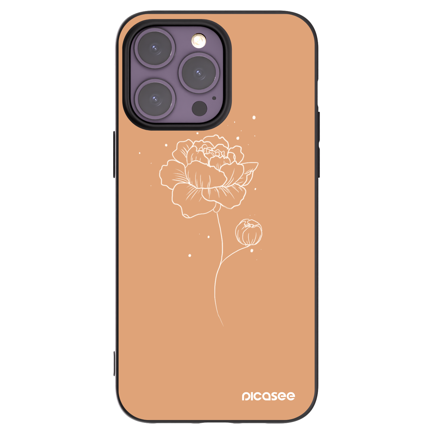 Picasee fekete szilikon tok az alábbi mobiltelefonokra Apple iPhone 14 Pro Max - Peonies