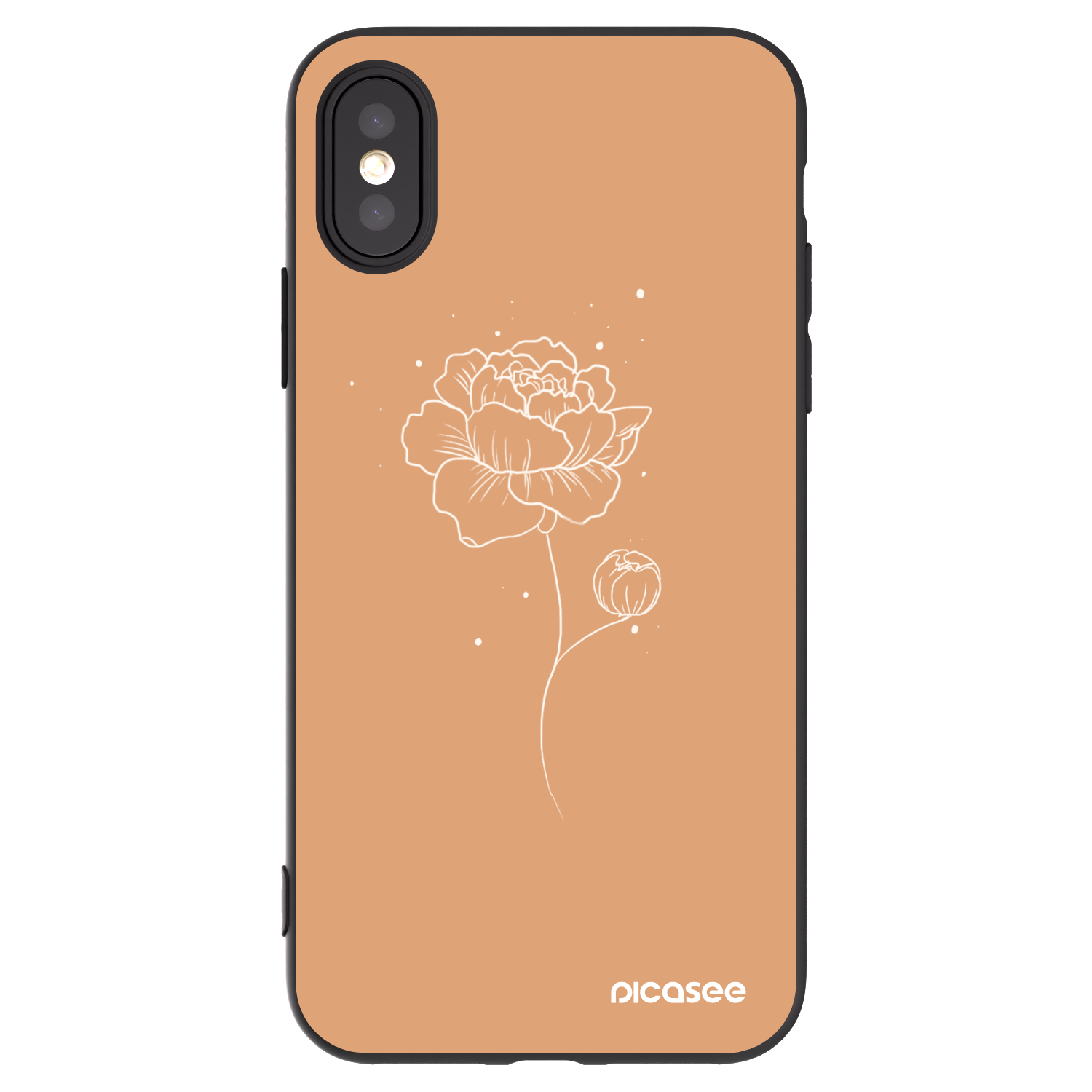 Picasee fekete szilikon tok az alábbi mobiltelefonokra Apple iPhone X/XS - Peonies