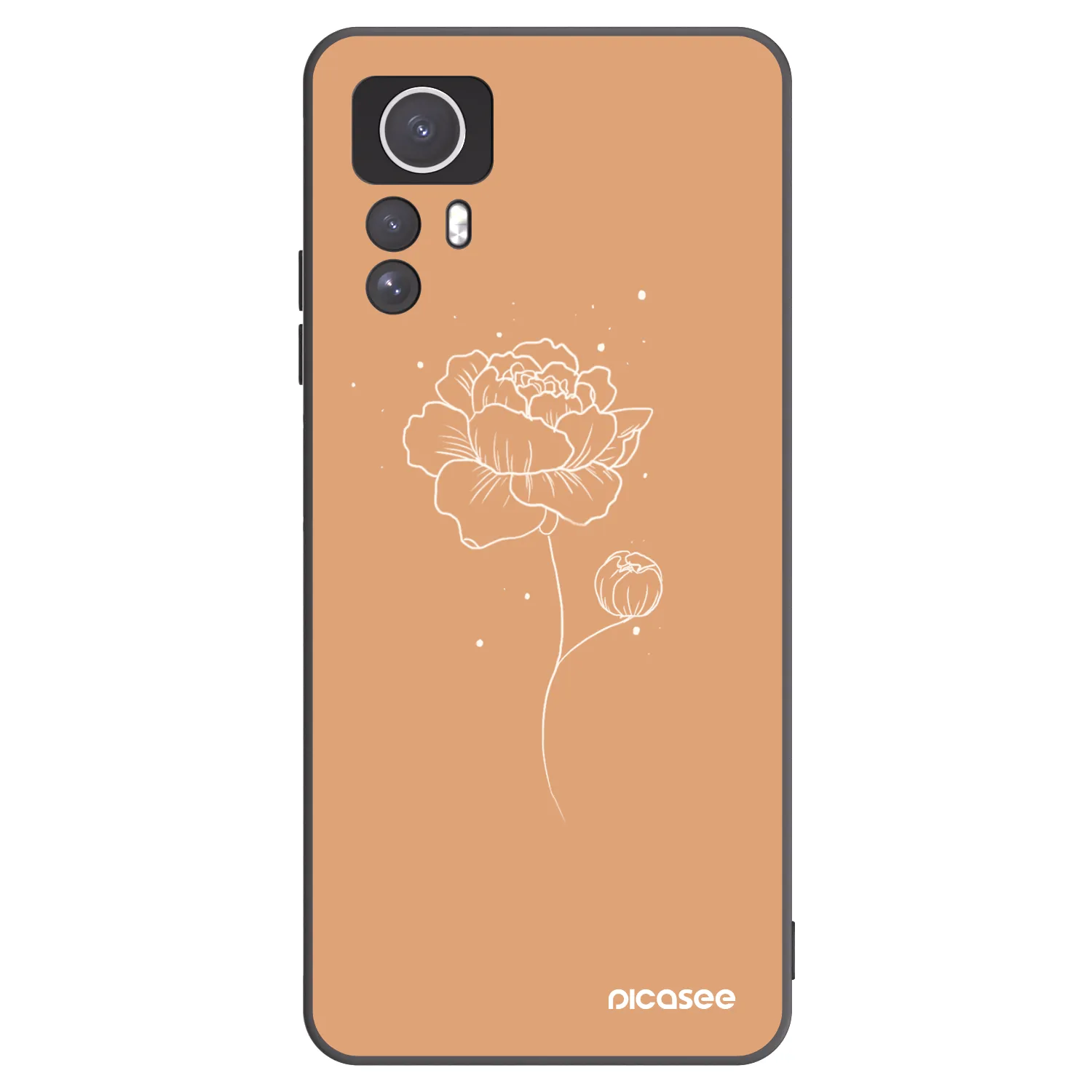 Picasee fekete szilikon tok az alábbi mobiltelefonokra Xiaomi Redmi Note 12S - Peonies