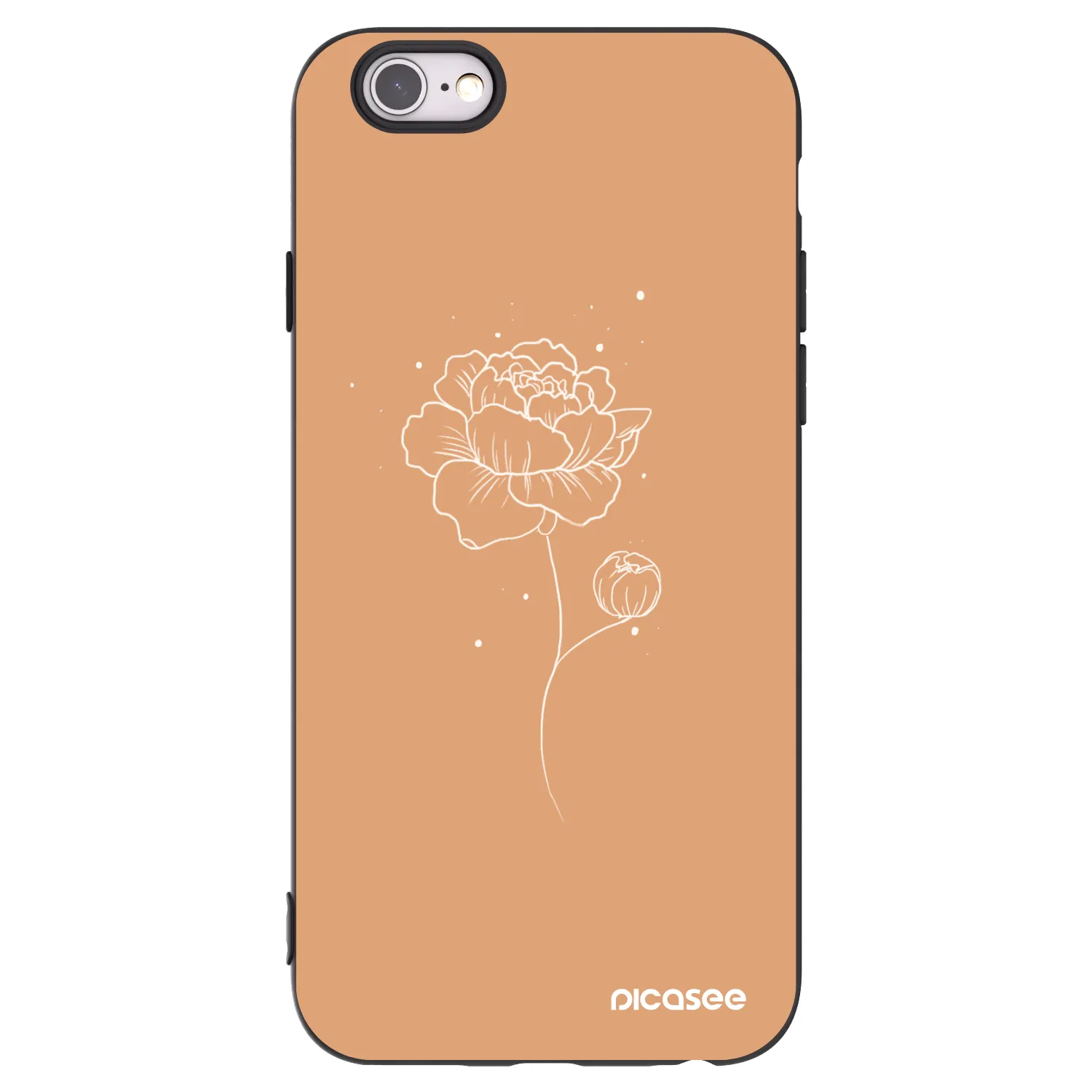 Picasee fekete szilikon tok az alábbi mobiltelefonokra Apple iPhone 6/6S - Peonies