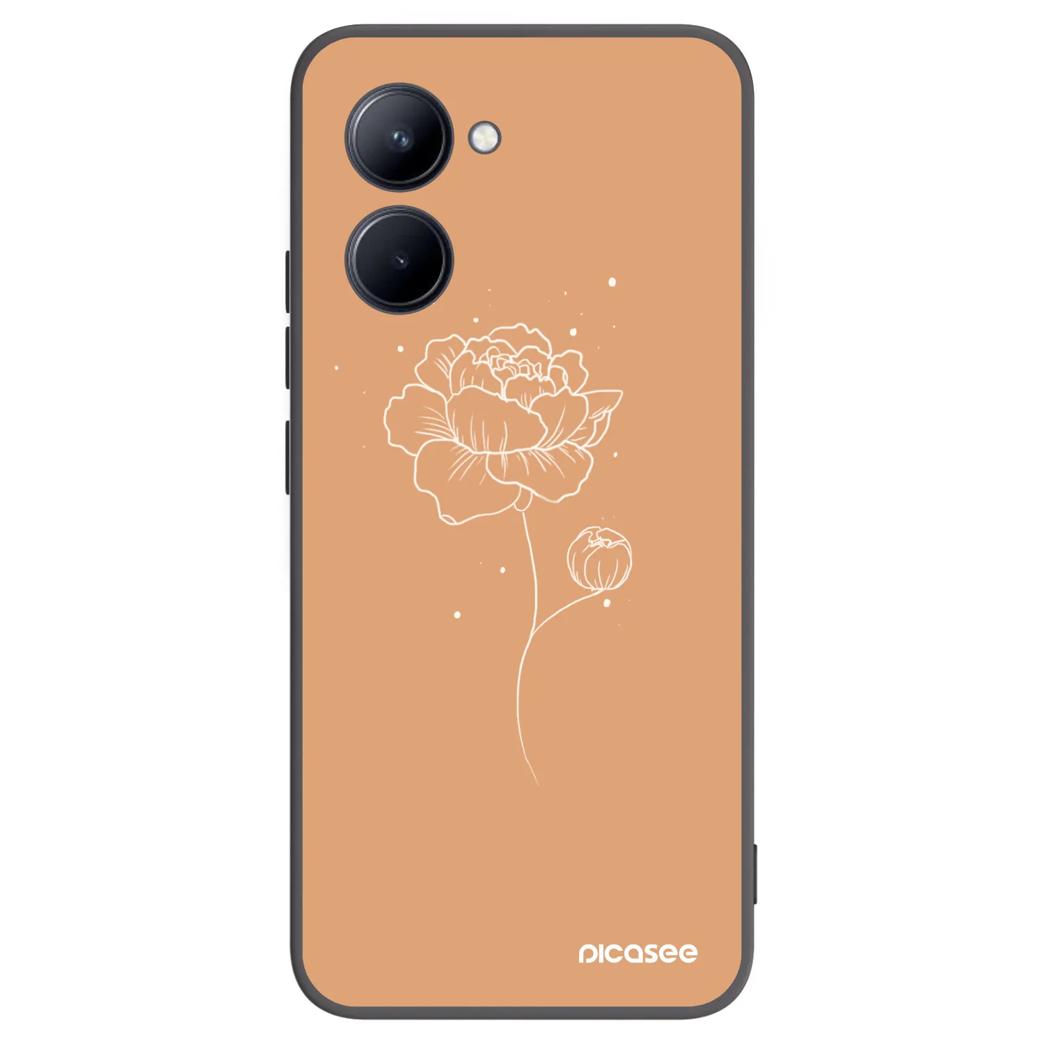 Picasee fekete szilikon tok az alábbi mobiltelefonokra Realme C33 (2023) - Peonies