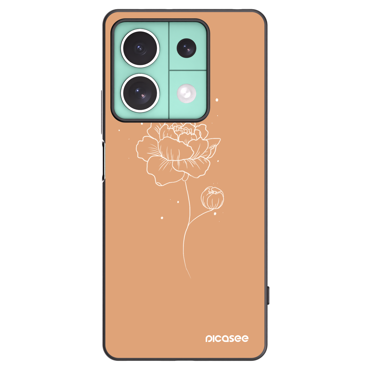 Picasee fekete szilikon tok az alábbi mobiltelefonokra Xiaomi Redmi Note 13 5G - Peonies