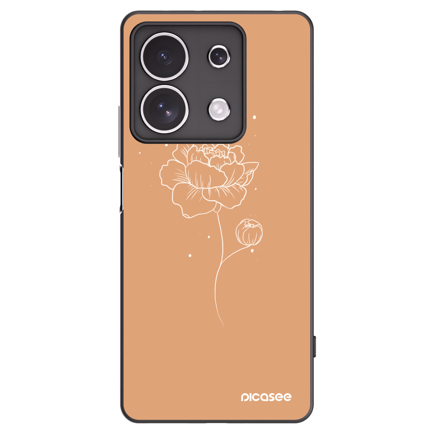 Picasee fekete szilikon tok az alábbi mobiltelefonokra Xiaomi Redmi Note 13 4G - Peonies