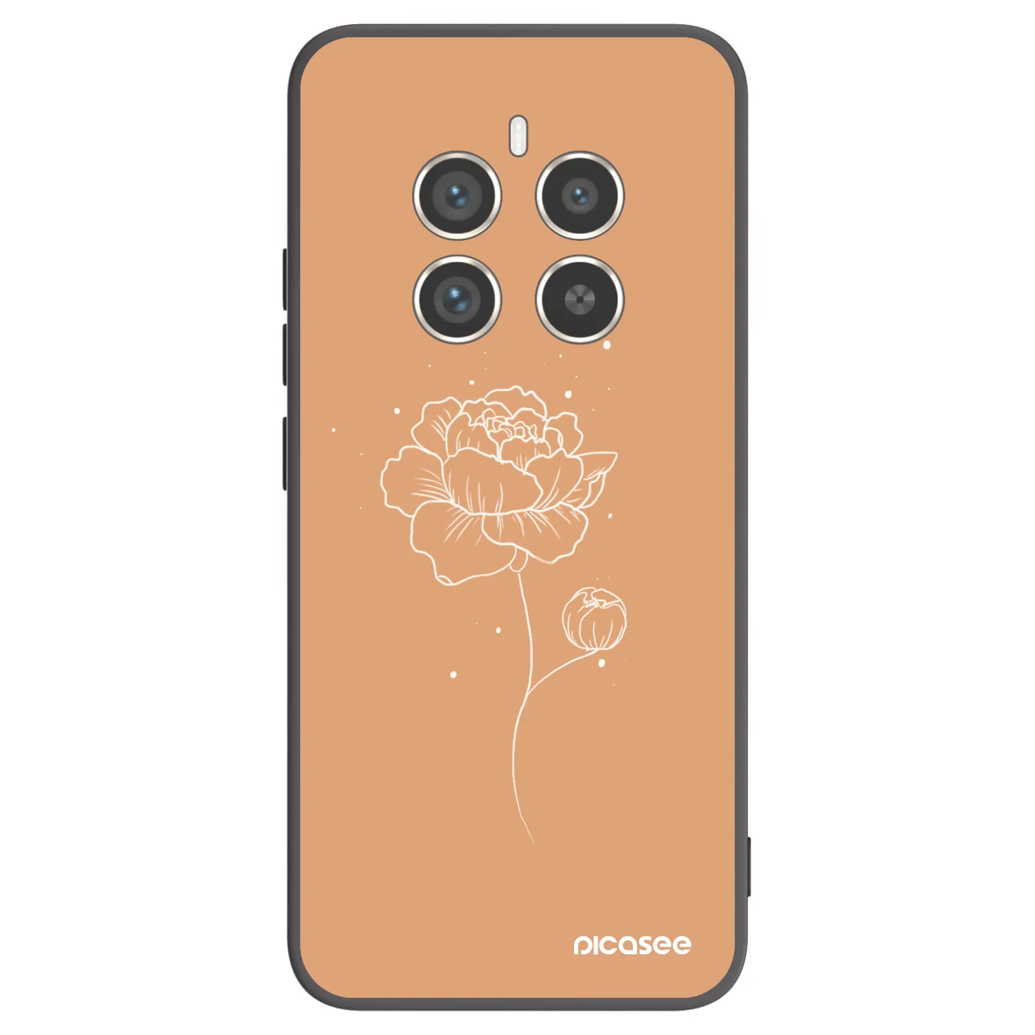 Picasee fekete szilikon tok az alábbi mobiltelefonokra Realme 12 Pro 5G - Peonies
