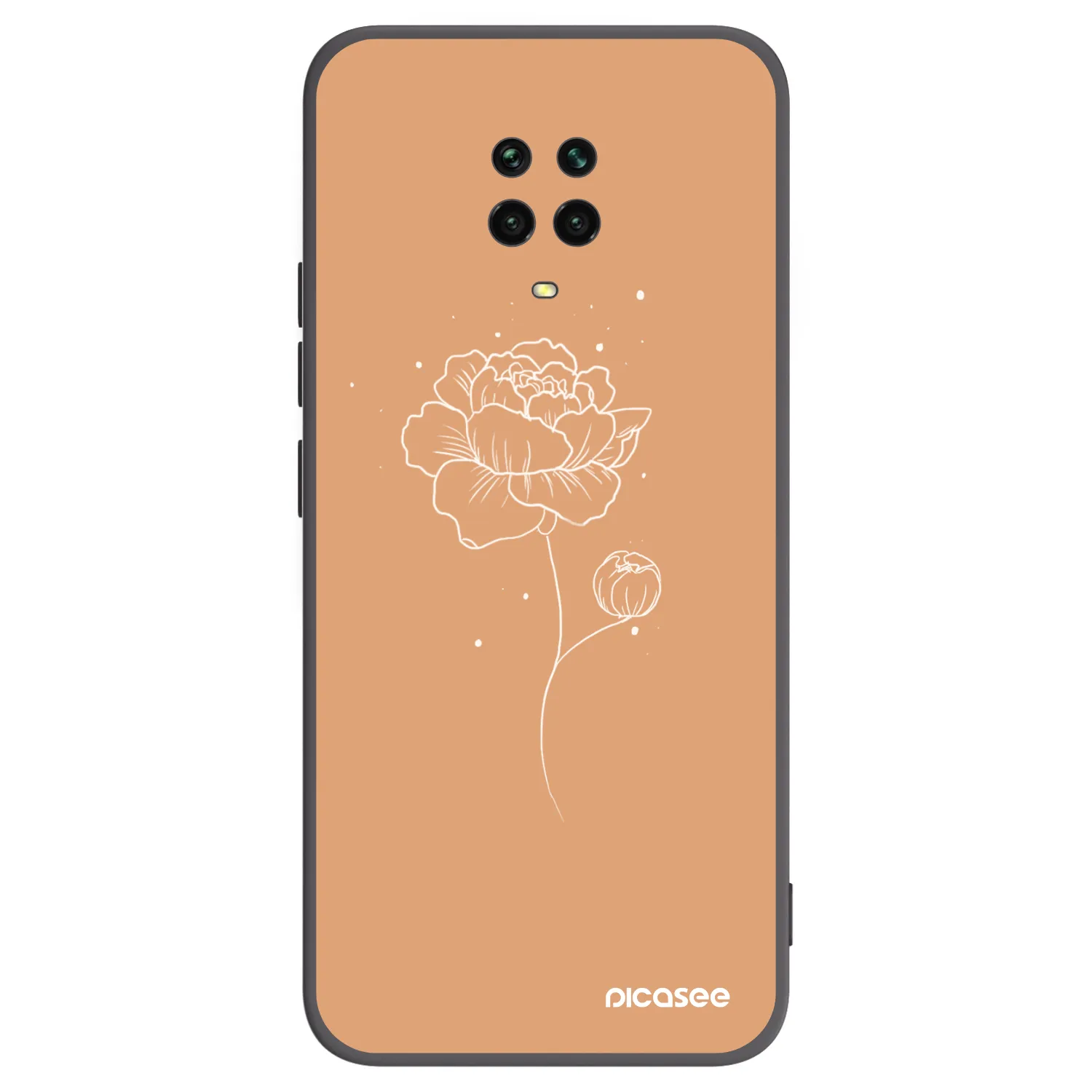 Picasee fekete szilikon tok az alábbi mobiltelefonokra Xiaomi Redmi Note 9 Pro - Peonies