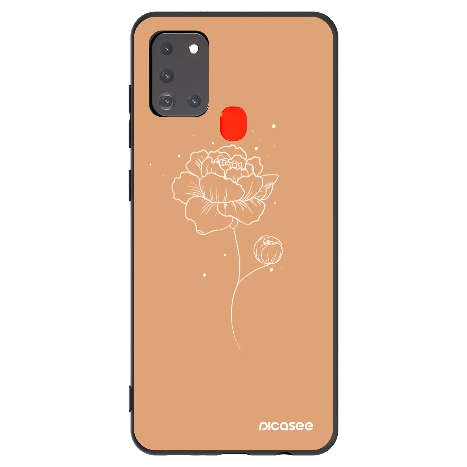 Picasee fekete szilikon tok az alábbi mobiltelefonokra Samsung Galaxy A21s - Peonies