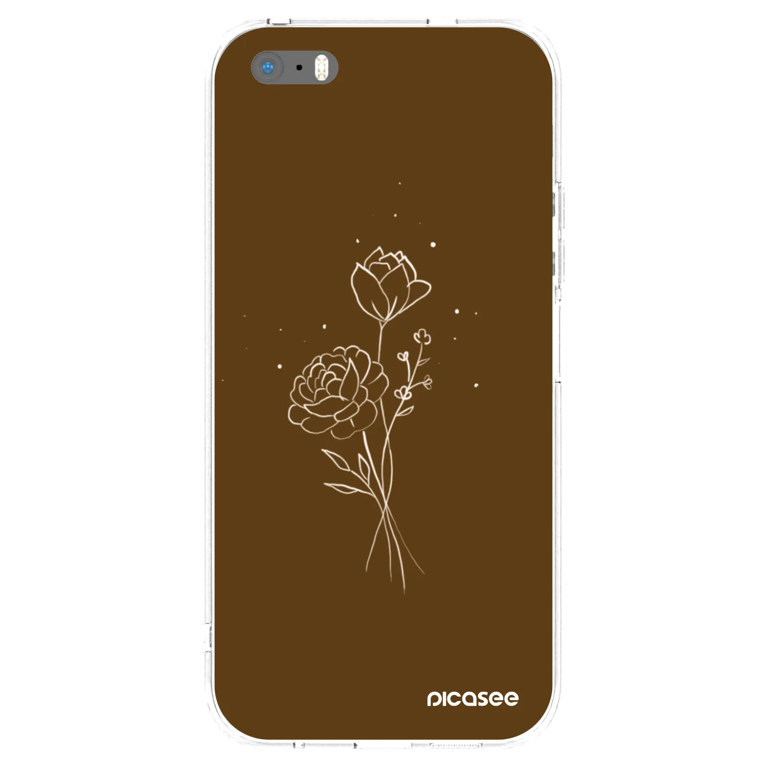Picasee átlátszó szilikon tok az alábbi mobiltelefonokra Apple iPhone 5/5S/SE - Brown flowers