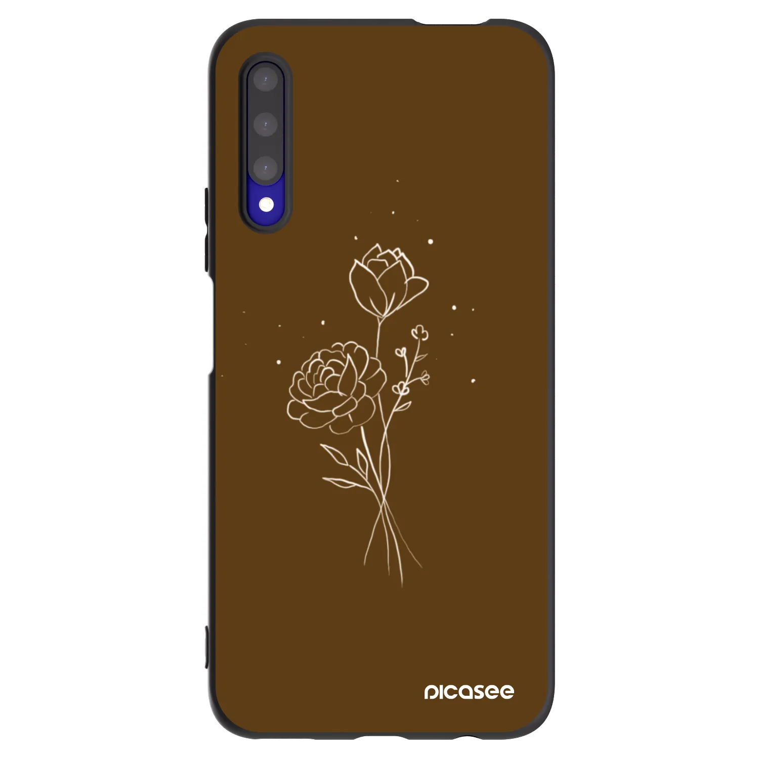Picasee fekete szilikon tok az alábbi mobiltelefonokra Honor 9X Pro - Brown flowers