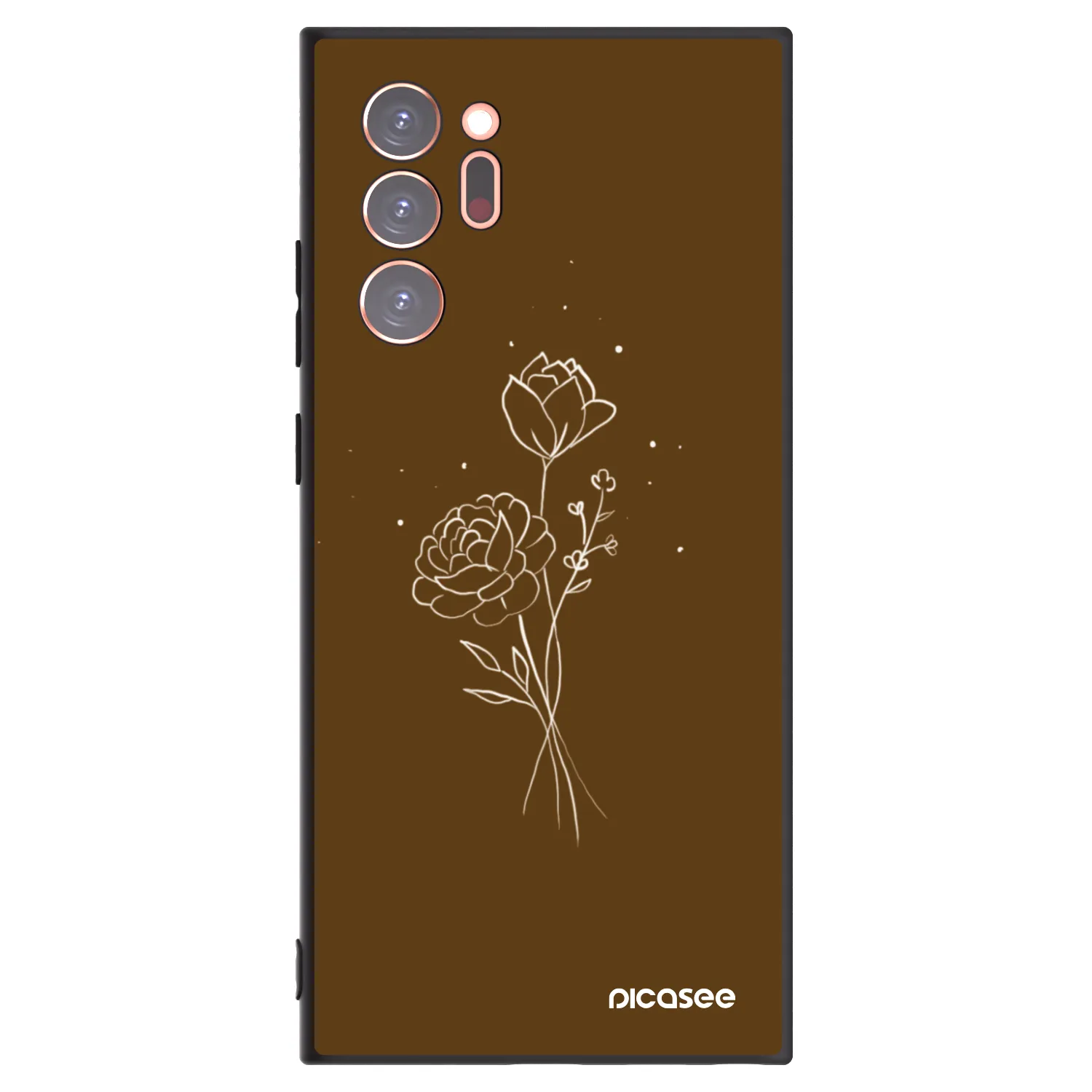 Picasee fekete szilikon tok az alábbi mobiltelefonokra Samsung Galaxy Note 20 Ultra - Brown flowers