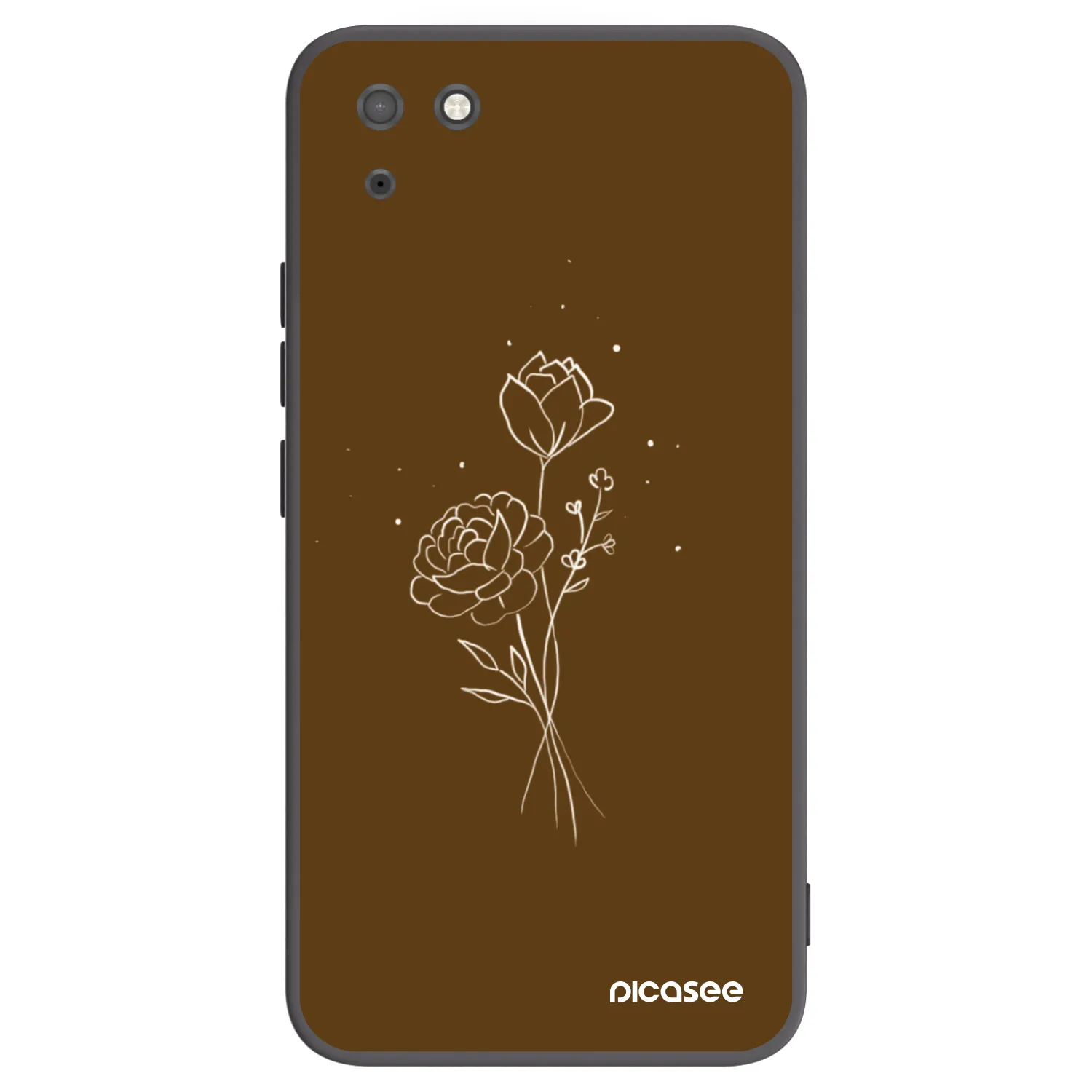 Picasee fekete szilikon tok az alábbi mobiltelefonokra Huawei Y5P - Brown flowers