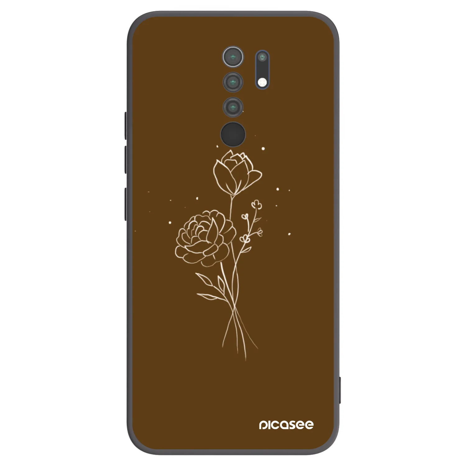 Picasee fekete szilikon tok az alábbi mobiltelefonokra Xiaomi Redmi 9 - Brown flowers
