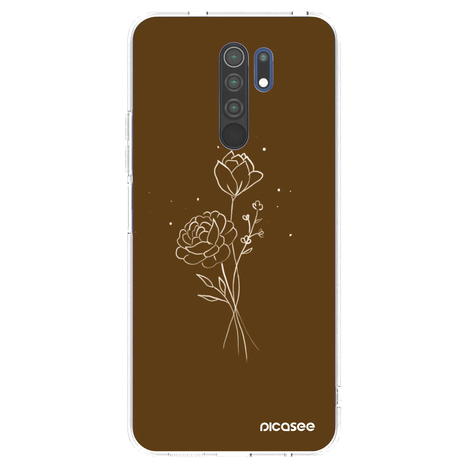 Picasee átlátszó szilikon tok az alábbi mobiltelefonokra Xiaomi Redmi 9 - Brown flowers