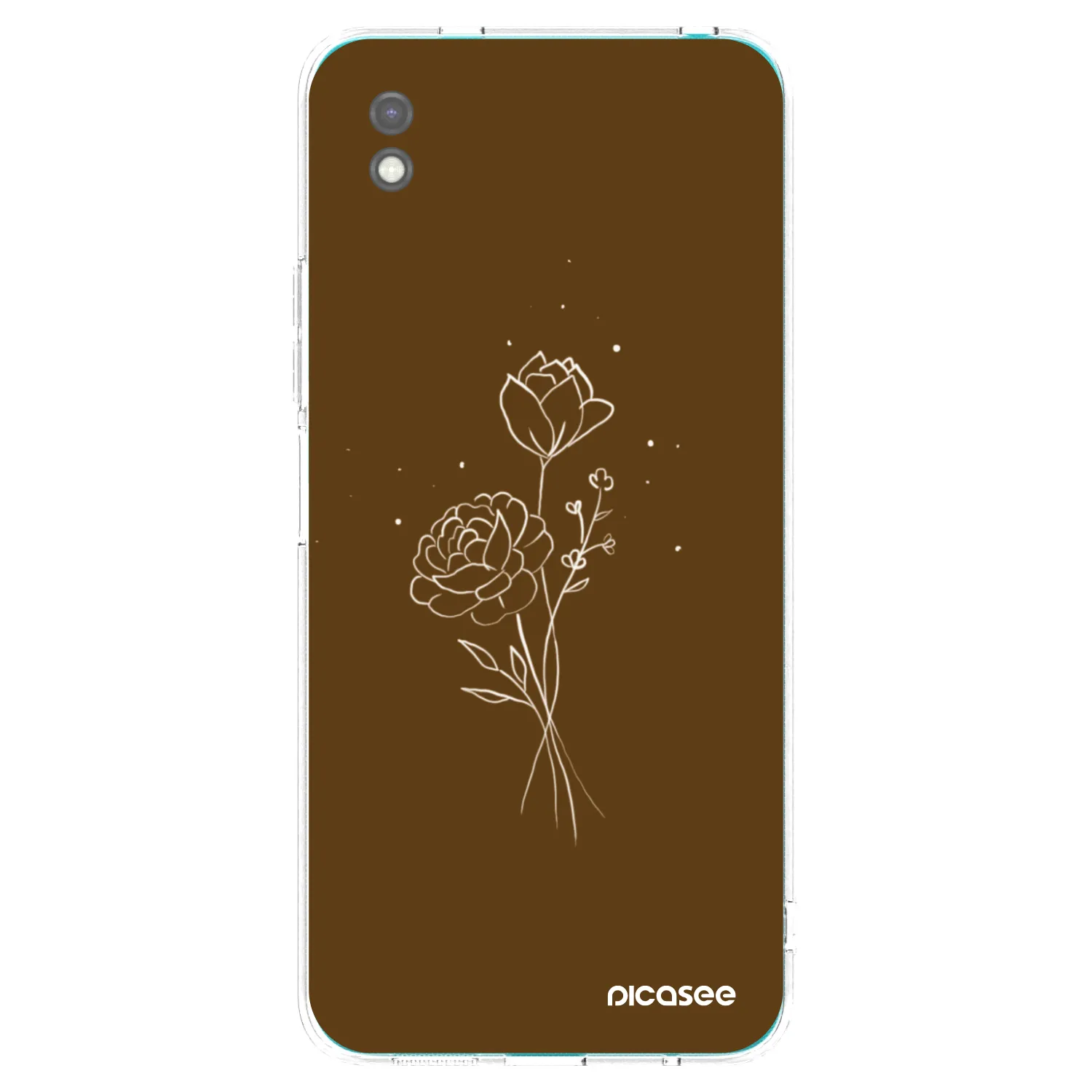Picasee fekete szilikon tok az alábbi mobiltelefonokra Xiaomi Redmi 9A - Brown flowers