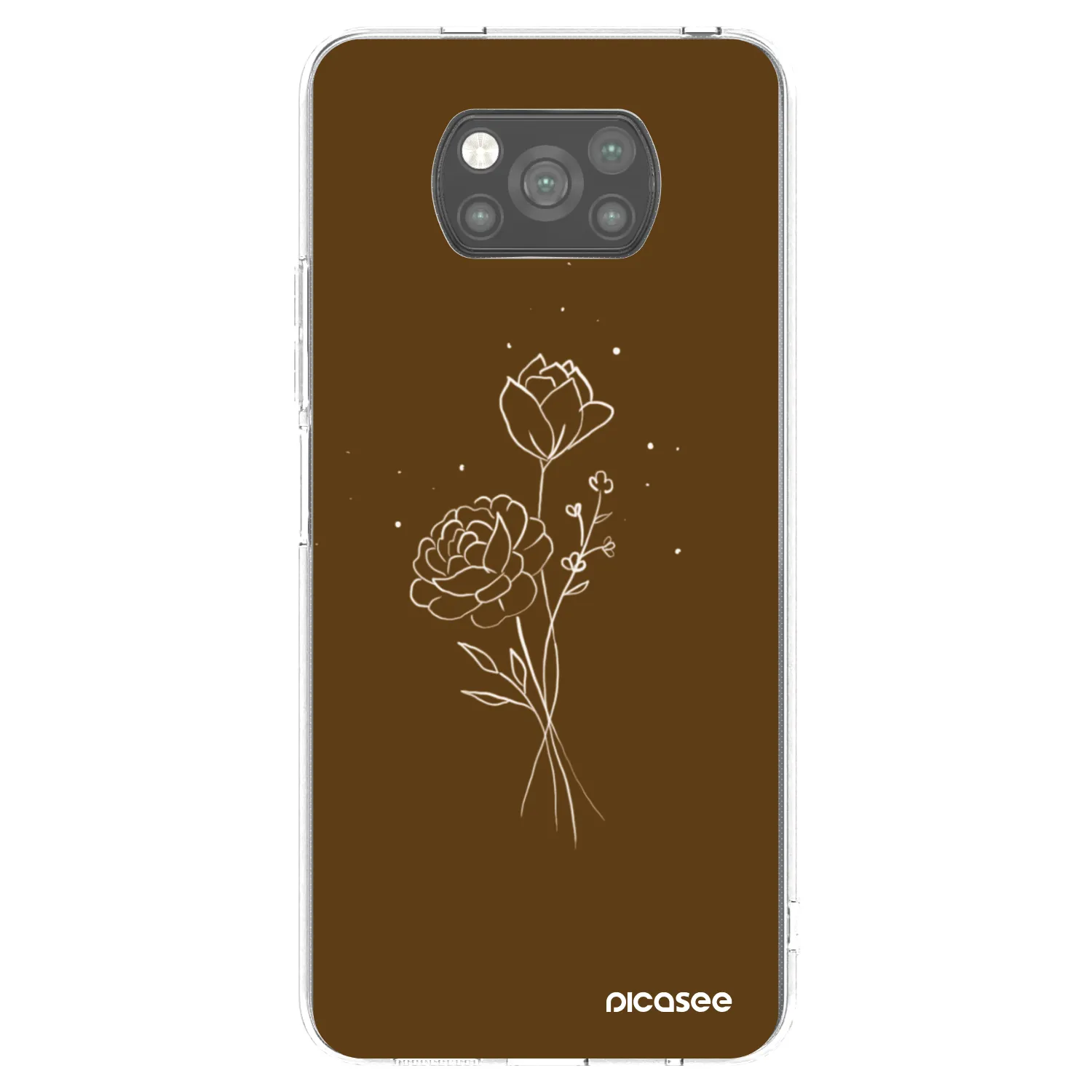 Picasee fekete szilikon tok az alábbi mobiltelefonokra Xiaomi Poco X3 - Brown flowers