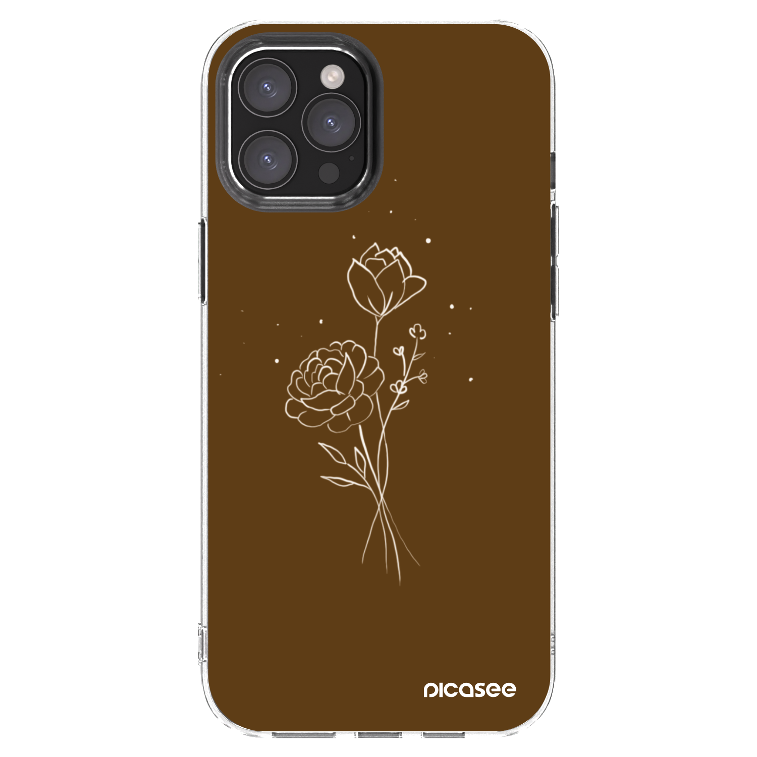 Picasee átlátszó szilikon tok az alábbi mobiltelefonokra Apple iPhone 12 Pro Max - Brown flowers