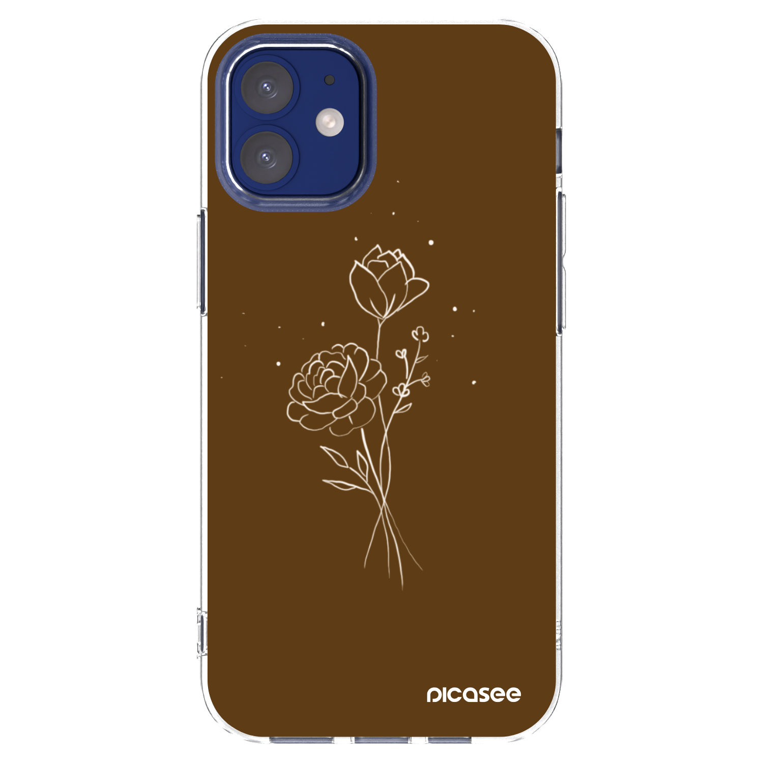 Picasee átlátszó szilikon tok az alábbi mobiltelefonokra Apple iPhone 12 mini - Brown flowers