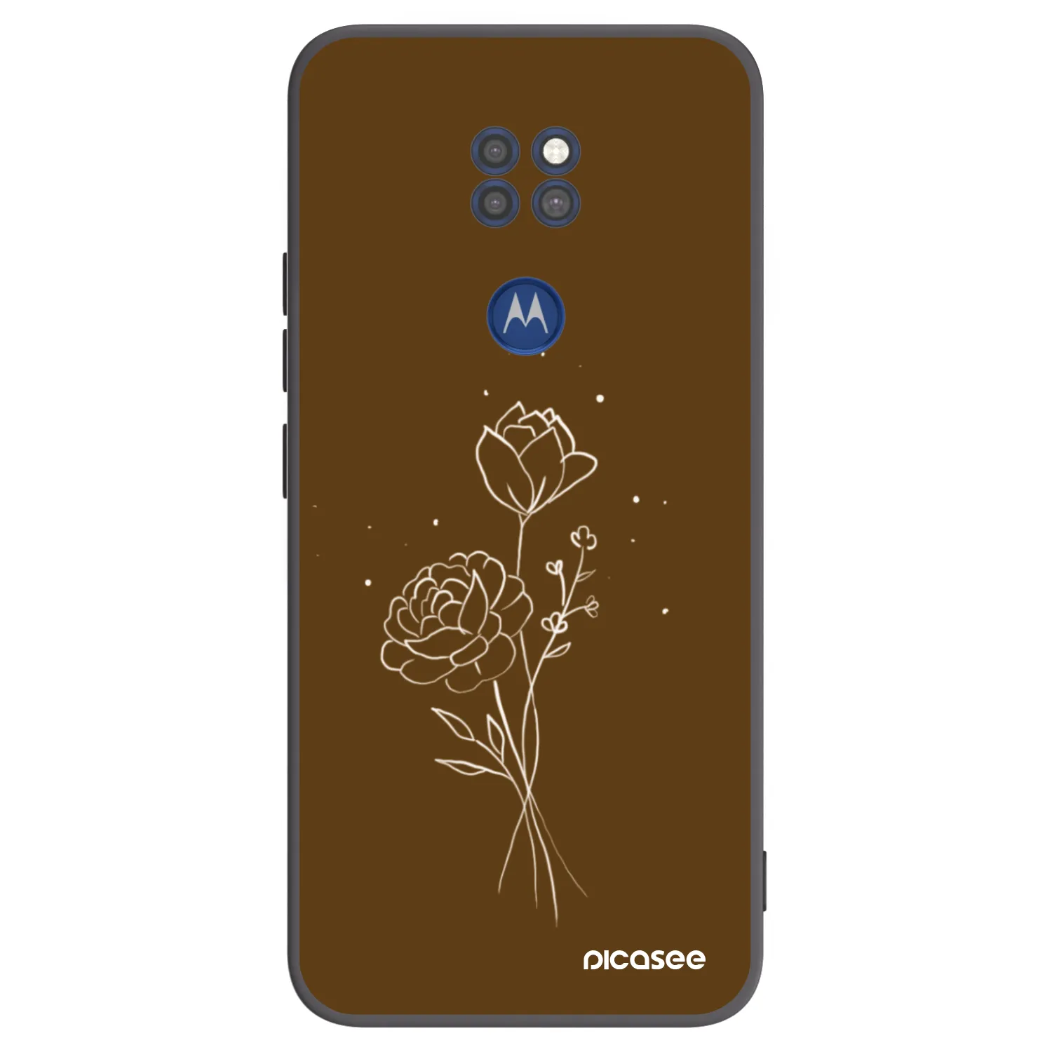 Picasee fekete szilikon tok az alábbi mobiltelefonokra Motorola Moto G9 Play - Brown flowers